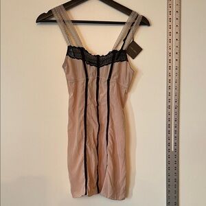 Love Haus Elegant Beige and Black Lace Chemise
